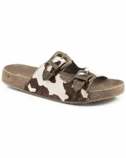 Roper Women's Desiree Hair On Hide Two BuckleĀ Sandal Brown