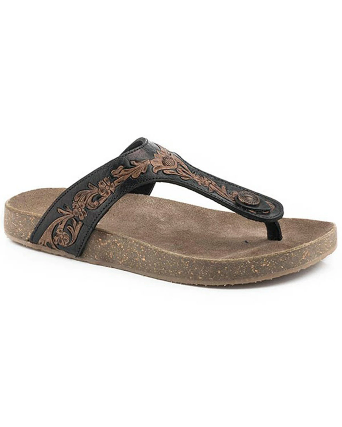 Roper Women's Miranda Tooled Floral Sandals Black 4 Roper Women's Miranda Tooled Floral Sandals Black - Image 2