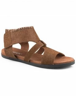 Roper Women's Free Spirit Hair-On Hide LeatherĀ Sandals Tan