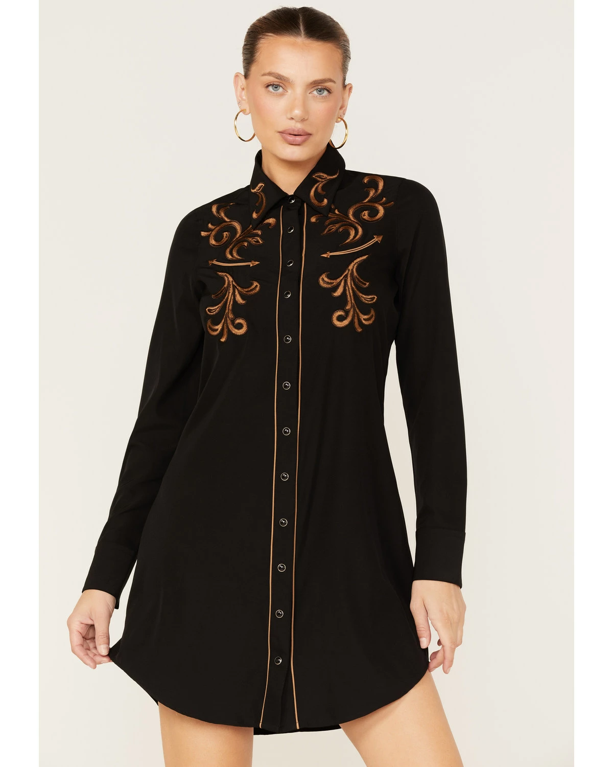Roper Women's Western Embroidered Shirt Dress Black 7 Roper Women's Western Embroidered Shirt Dress Black - Image 5