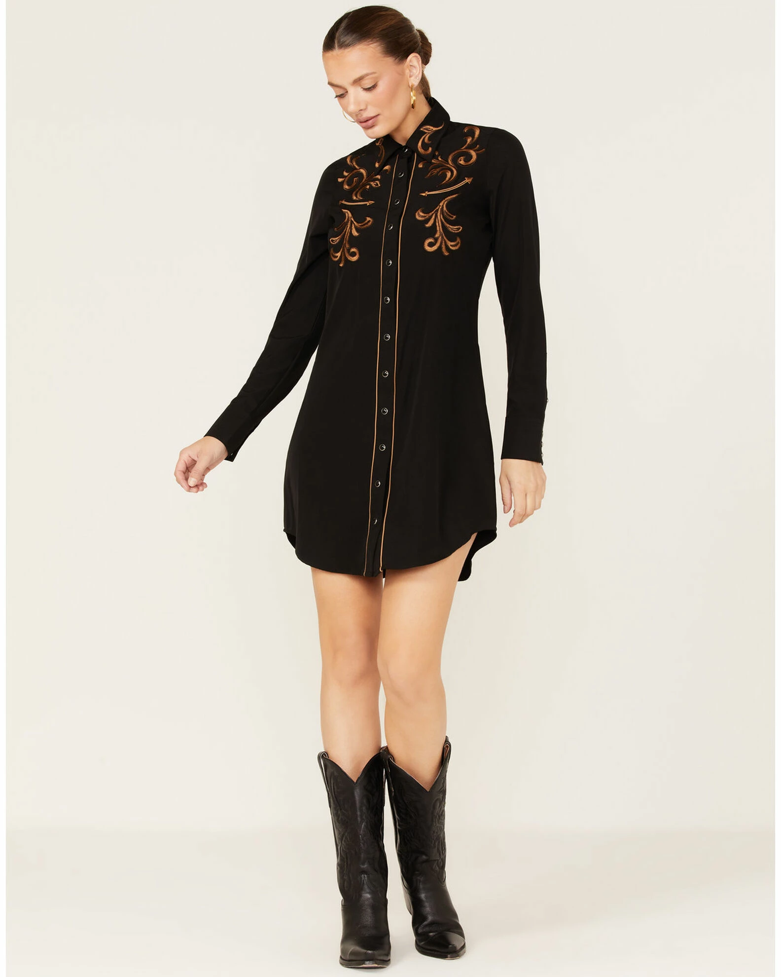 Roper Women's Western Embroidered Shirt Dress Black 4 Roper Women's Western Embroidered Shirt Dress Black - Image 2