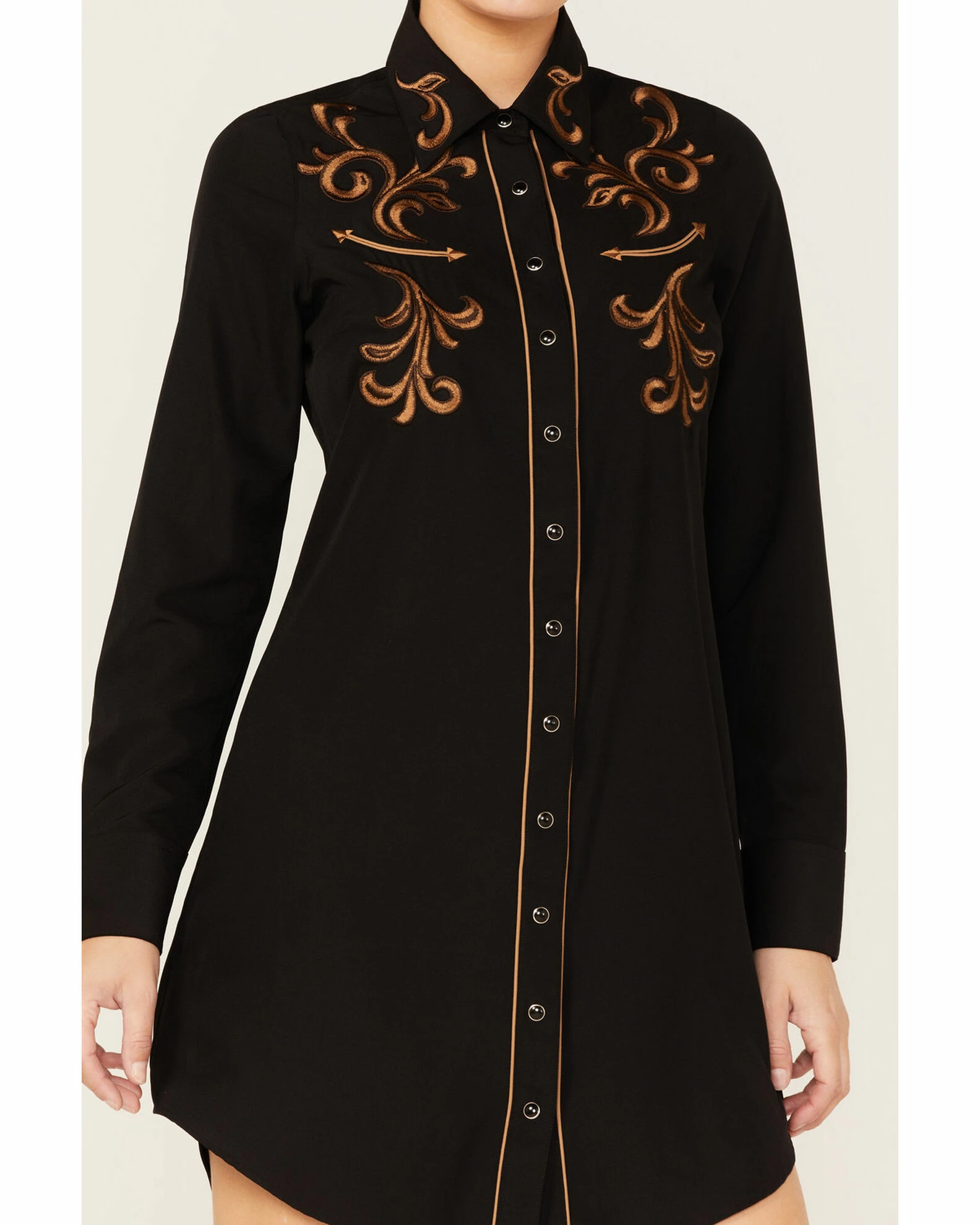 Roper Women's Western Embroidered Shirt Dress Black 5 Roper Women's Western Embroidered Shirt Dress Black - Image 3