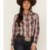 Roper Women's Plaid Print Long Sleeve Snap Performance Western Shirt Blue -Roper Shop 2000378228 400 P1