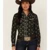 Roper Women's Floral Print Long Sleeve Snap Western Shirt Black 1 Roper Women's Floral Print Long Sleeve Snap Western Shirt Black -Roper Shop 2000378229 001 P1