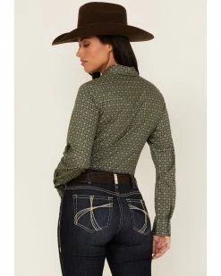 Roper Women's Medallion Print Long Sleeve Snap Western Shirt Green 10 Roper Women's Medallion Print Long Sleeve Snap Western Shirt Green -Roper Shop 2000378230 300 P4