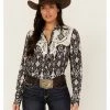 Roper Women's Southwestern Diamond Print Long Sleeve Snap Western Shirt Black 1 Roper Women's Southwestern Diamond Print Long Sleeve Snap Western Shirt Black -Roper Shop 2000378231 001 P1