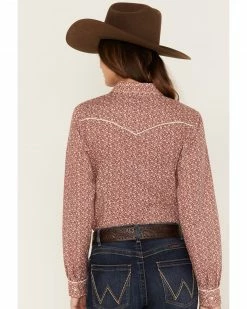Roper Women's Ditsy Floral Print Long Sleeve Snap Retro Western Shirt Red -Roper Shop 2000378232 600 P4