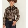 Roper Women's Plaid Print Long Sleeve Snap Western Shirt Brown 2 Roper Women's Plaid Print Long Sleeve Snap Western Shirt Brown -Roper Shop 2000378238 200 P1