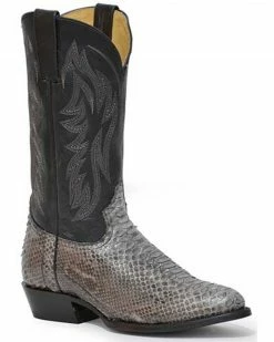 Roper Men's Peyton Python Exotic Western Boots - Round Toe Grey