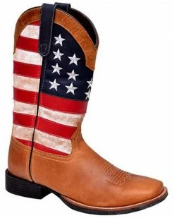 Roper Men's Patriotism Oiled Vamp Performance Western Boots - Fashion Square Toe 