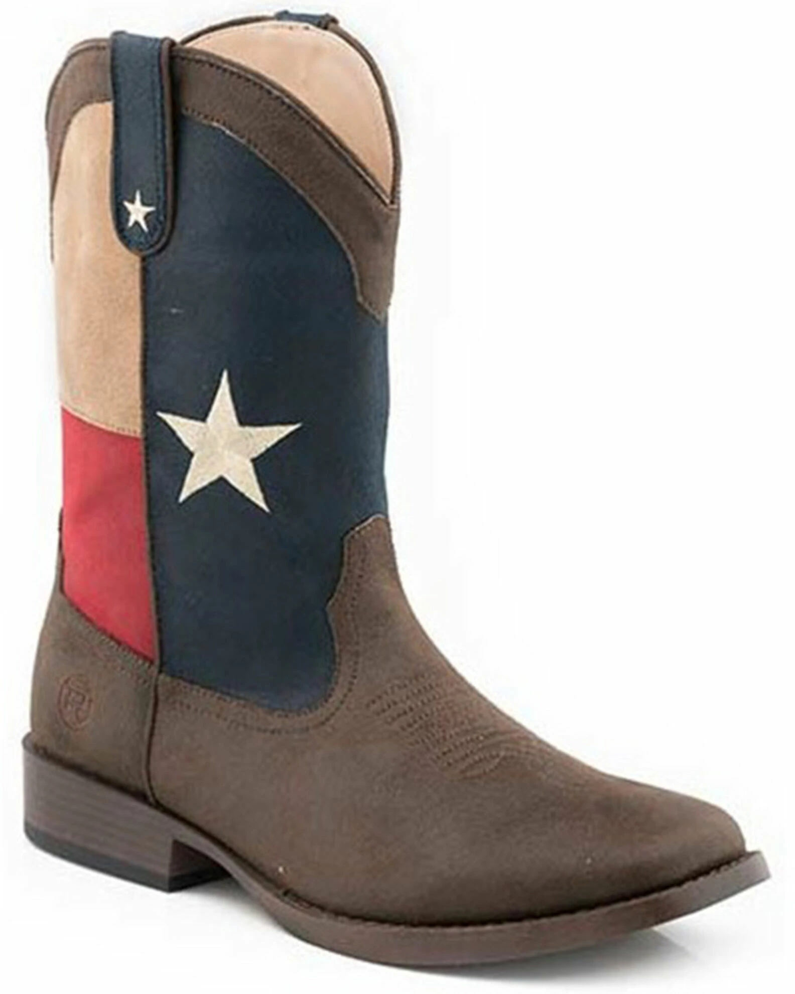 Roper Men's Lone Star Texas Flag Faux Vamp Performance Western Boots - Wide Square Toe 3 Roper Men's Lone Star Texas Flag Faux Vamp Performance Western Boots - Wide Square Toe