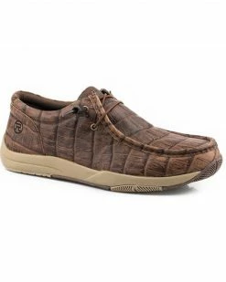 Roper Shop 25 Roper Men's Clearcut Low Caiman Print Lace-Up Casual Chukka Shoes - Moc Toe Brown