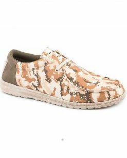 Roper Men's Hang Loose Digi Camo Print Low Lace-Up Casual Chukka Shoes - Moc Toe Tan