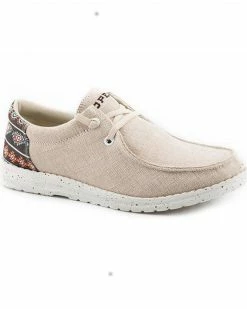 Roper Men's Hang Loose Southwestern Heel Logo Casual Lace-Up Chukka Shoes - Moc Toe 