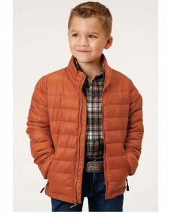 Roper Boys' Quilted Parachute Puffer Jacket Orange