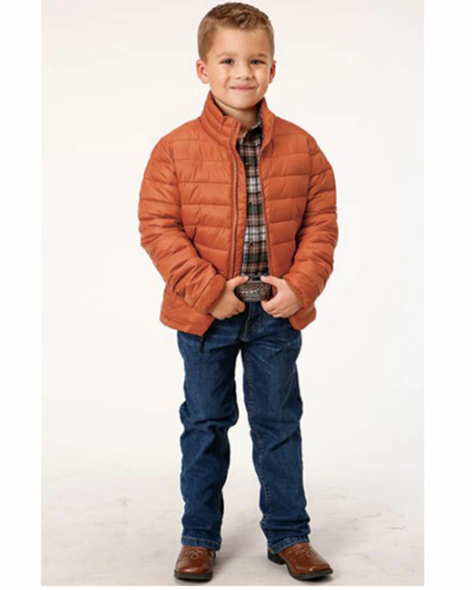 Roper Boys' Quilted Parachute Puffer Jacket Orange 5 Roper Boys' Quilted Parachute Puffer Jacket Orange - Image 3