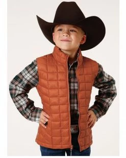 Roper Boys' Quilted Puffer Zip Vest Orange 9 Roper Boys' Quilted Puffer Zip Vest Orange -Roper Shop 2000379154 800 P1 1