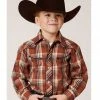 Roper Boys' Plaid Print Cowboy Embroidery Long Sleeve Snap Western Shirt Rust Copper 1 Roper Boys' Plaid Print Cowboy Embroidery Long Sleeve Snap Western Shirt Rust Copper -Roper Shop 2000379159 220 P1