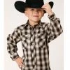 Roper Boys' Plaid Print Long Sleeve Snap Western Shirt Black 1 Roper Boys' Plaid Print Long Sleeve Snap Western Shirt Black -Roper Shop 2000379160 001 P1