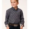 Roper Boys' Amarillo Ornate Geo Print Long Sleeve Snap Western Shirt Grey 2 Roper Boys' Amarillo Ornate Geo Print Long Sleeve Snap Western Shirt Grey -Roper Shop 2000379162 020 P1