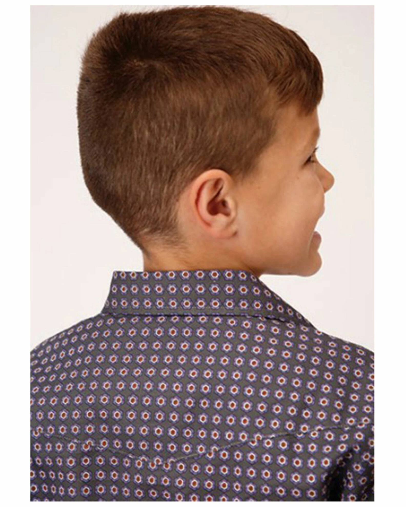 Roper Boys' Amarillo Geo Print Long Sleeve Western Snap Shirt Grey 4 Roper Boys' Amarillo Geo Print Long Sleeve Western Snap Shirt Grey - Image 2