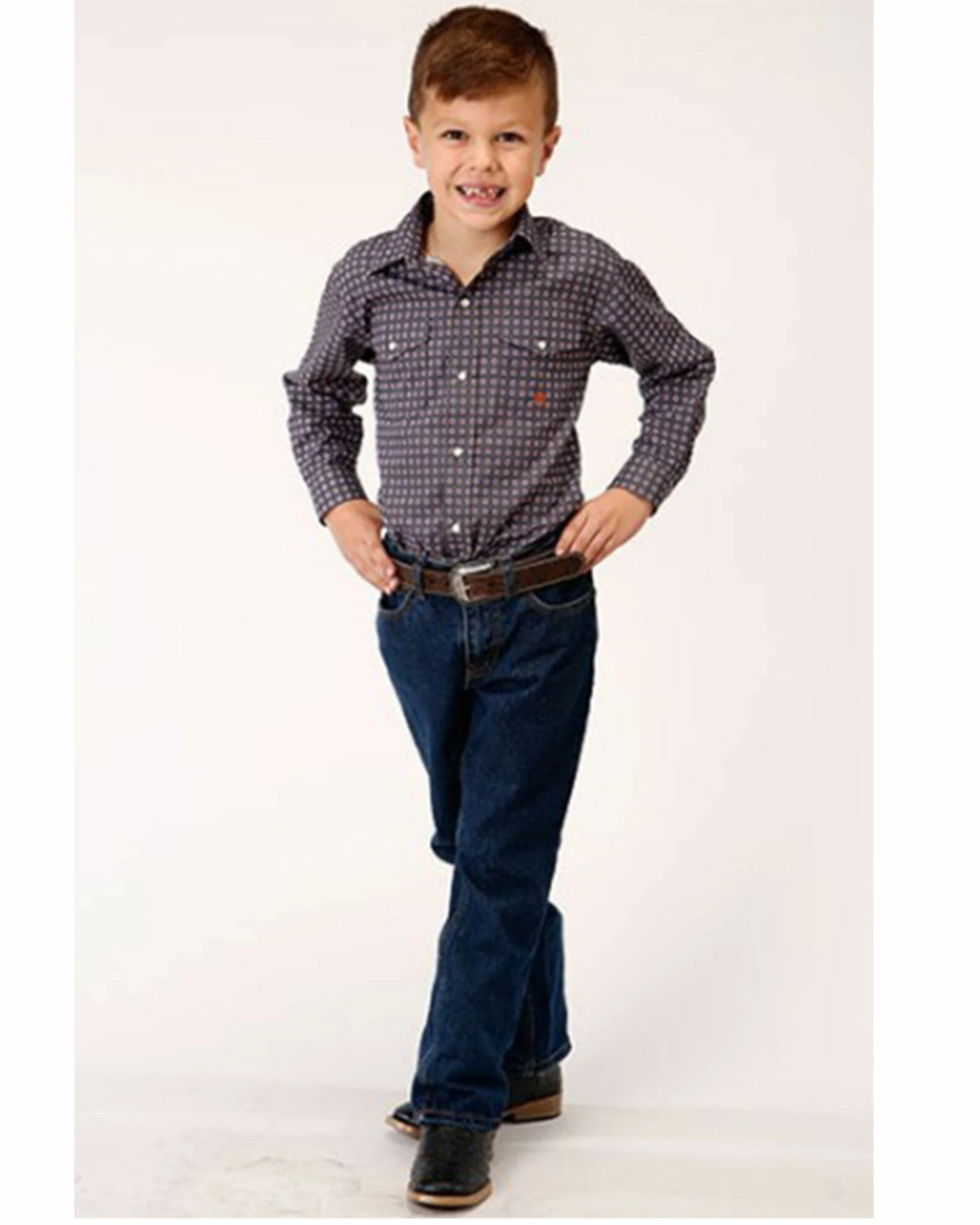 Roper Boys' Amarillo Geo Print Long Sleeve Western Snap Shirt Grey 5 Roper Boys' Amarillo Geo Print Long Sleeve Western Snap Shirt Grey - Image 3