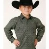 Roper Boys' Amarillo Ornate Geo Print Long Sleeve Snap Western Shirt Green 2 Roper Boys' Amarillo Ornate Geo Print Long Sleeve Snap Western Shirt Green -Roper Shop 2000379165 300 P1