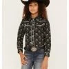 Roper Girls' Black & Cream Floral Print Long Sleeve Snap Shirt 1 Roper Girls' Black & Cream Floral Print Long Sleeve Snap Shirt -Roper Shop 2000379166 001 P1