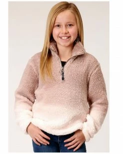 Roper Girls' Ombre Sherpa 1/4 Zip Pullover Sweater Pink -Roper Shop 2000379169 650 P1 1
