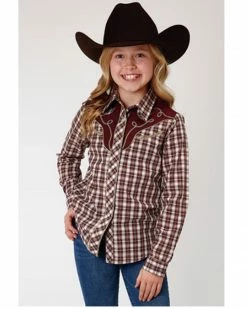 Roper Girls' Plaid Print Long Sleeve Snap Western Shirt White 9 Roper Girls' Plaid Print Long Sleeve Snap Western Shirt White -Roper Shop 2000379171 100 P1 1