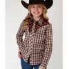 Roper Girls' Plaid Print Long Sleeve Snap Western Shirt White 1 Roper Girls' Plaid Print Long Sleeve Snap Western Shirt White -Roper Shop 2000379171 100 P1