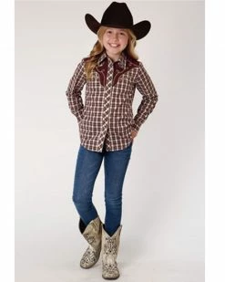 Roper Girls' Plaid Print Long Sleeve Snap Western Shirt White 8 Roper Girls' Plaid Print Long Sleeve Snap Western Shirt White -Roper Shop 2000379171 100 P3
