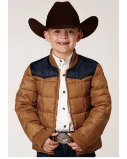 Roper Boys' Color Block Quilted Puffer Jacket Brown 9 Roper Boys' Color Block Quilted Puffer Jacket Brown -Roper Shop 2000379269 200 P1 1