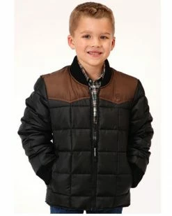 Roper Boys' Color Block Quilted Puffer Jacket Black 9 Roper Boys' Color Block Quilted Puffer Jacket Black -Roper Shop 2000379275 001 P1 1