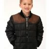 Roper Boys' Color Block Quilted Puffer Jacket Black