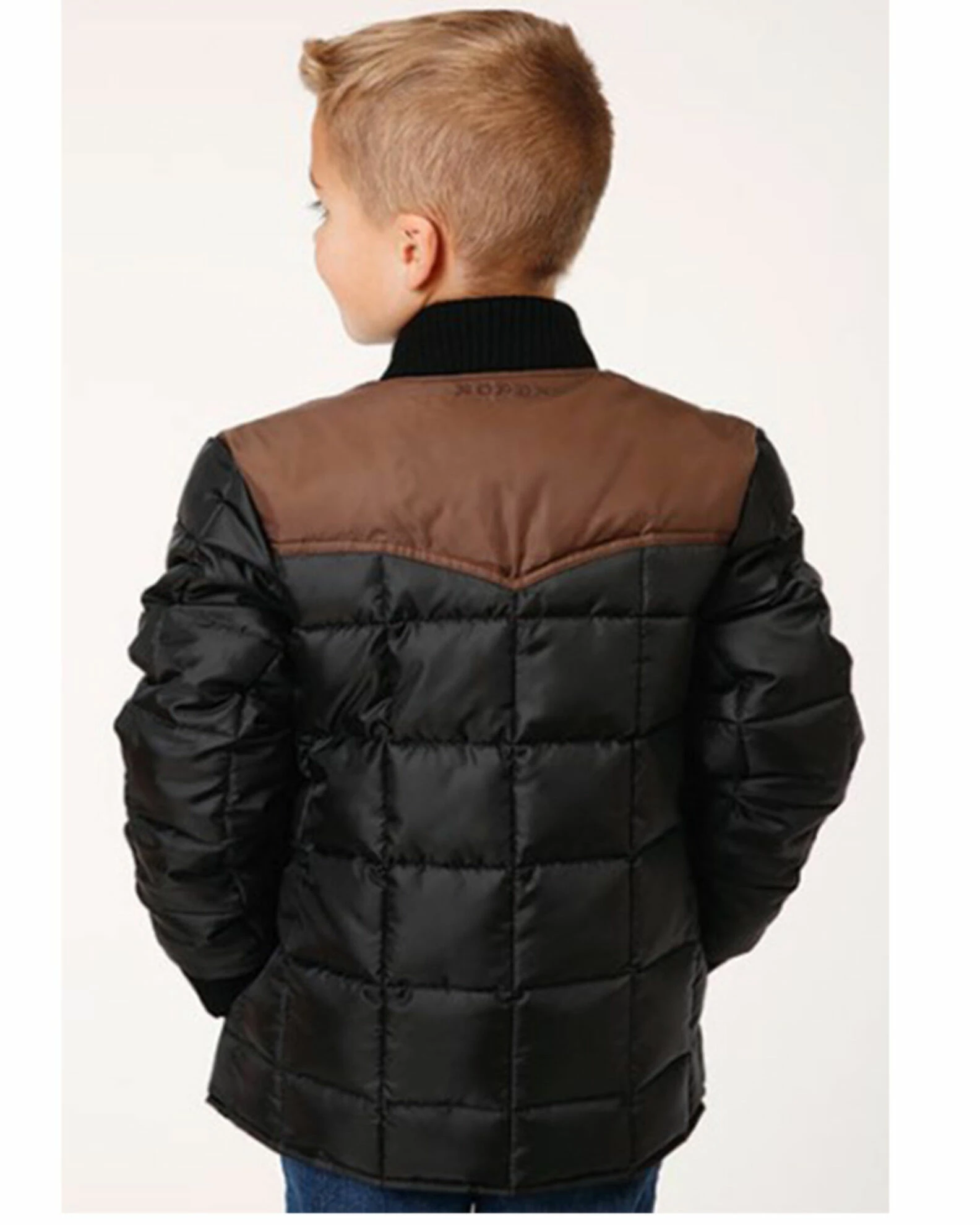 Roper Boys' Color Block Quilted Puffer Jacket Black 4 Roper Boys' Color Block Quilted Puffer Jacket Black - Image 2