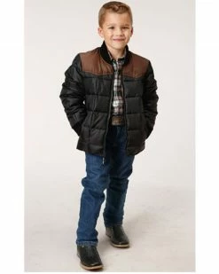 Roper Boys' Color Block Quilted Puffer Jacket Black 8 Roper Boys' Color Block Quilted Puffer Jacket Black -Roper Shop 2000379275 001 P3