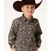 Roper Boys' Paisley Print Long Sleeve Snap Western Shirt  Brown -Roper Shop 2000379279 200 P1