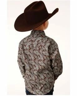 Roper Boys' Paisley Print Long Sleeve Snap Western Shirt Brown 7 Roper Boys' Paisley Print Long Sleeve Snap Western Shirt Brown -Roper Shop 2000379279 200 P2