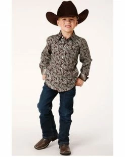 Roper Boys' Paisley Print Long Sleeve Snap Western Shirt Brown 8 Roper Boys' Paisley Print Long Sleeve Snap Western Shirt Brown -Roper Shop 2000379279 200 P3