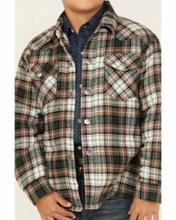 Roper Boys' Plaid Print Long Sleeve Flannel Shacket Brown 10 Roper Boys' Plaid Print Long Sleeve Flannel Shacket Brown -Roper Shop 2000379347 200 P3
