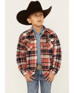 Roper Boys' Plaid Print Long Sleeve Flannel Shacket Brown 13 Roper Boys' Plaid Print Long Sleeve Flannel Shacket Brown -Roper Shop 2000379347 600 P1