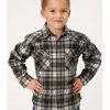 Roper Boys' Plaid Print Long Sleeve Snap Western Flannel Shirt Brown 1 Roper Boys' Plaid Print Long Sleeve Snap Western Flannel Shirt Brown -Roper Shop 2000379349 200 P1