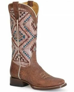Roper Women's Margo Southwestern Textile Shaft Western Boots - Square Toe 