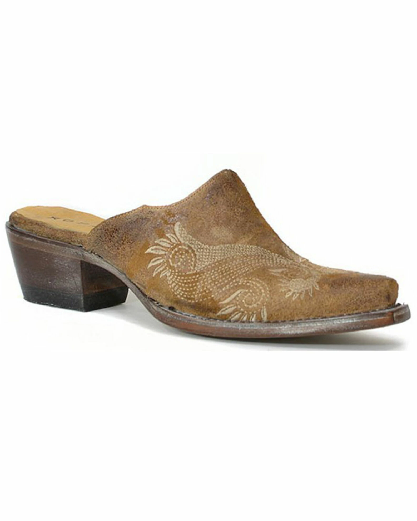 Roper Women's Mary Mule Slip On Western Shoes - Snip Toe Brown 3 Roper Women's Mary Mule Slip On Western Shoes - Snip Toe Brown