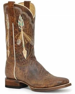 Roper Women's Arrow Feather Wide Calf Embroidered Western Boots - Square Toe 