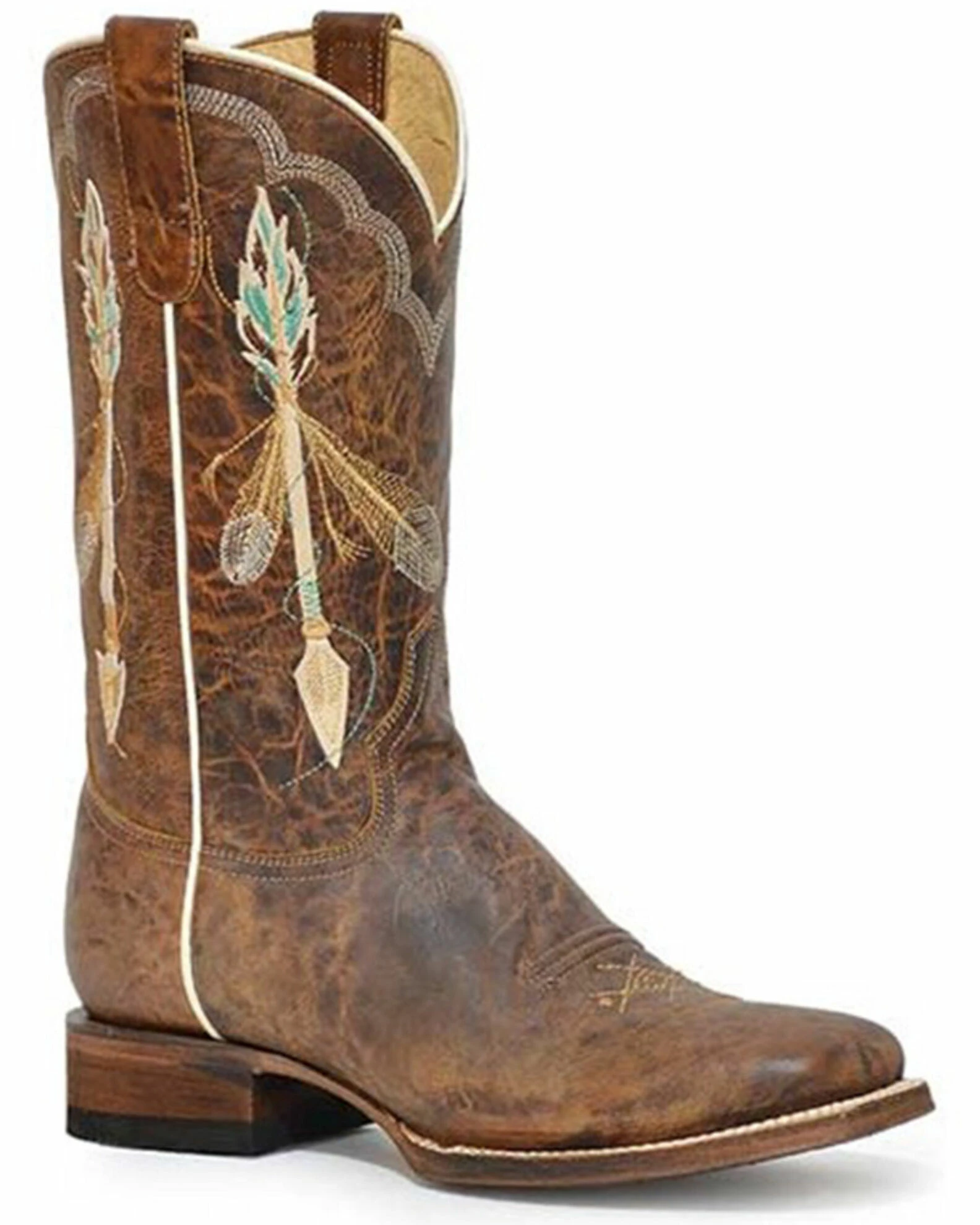 Roper Women's Arrow Feather Wide Calf Embroidered Western Boots - Square Toe 3 Roper Women's Arrow Feather Wide Calf Embroidered Western Boots - Square Toe