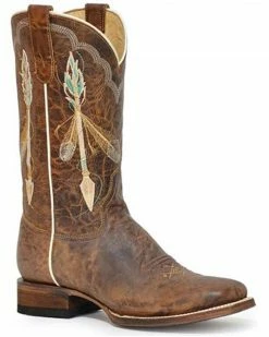 Roper Women's Arrow Feather Embroidered Western Boots - Square Toe 