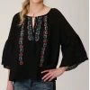 Roper Women's Bell Sleeve Embroidered Peasant Blouse Black 1 Roper Women's Bell Sleeve Embroidered Peasant Blouse Black -Roper Shop 2000382552 001 P1