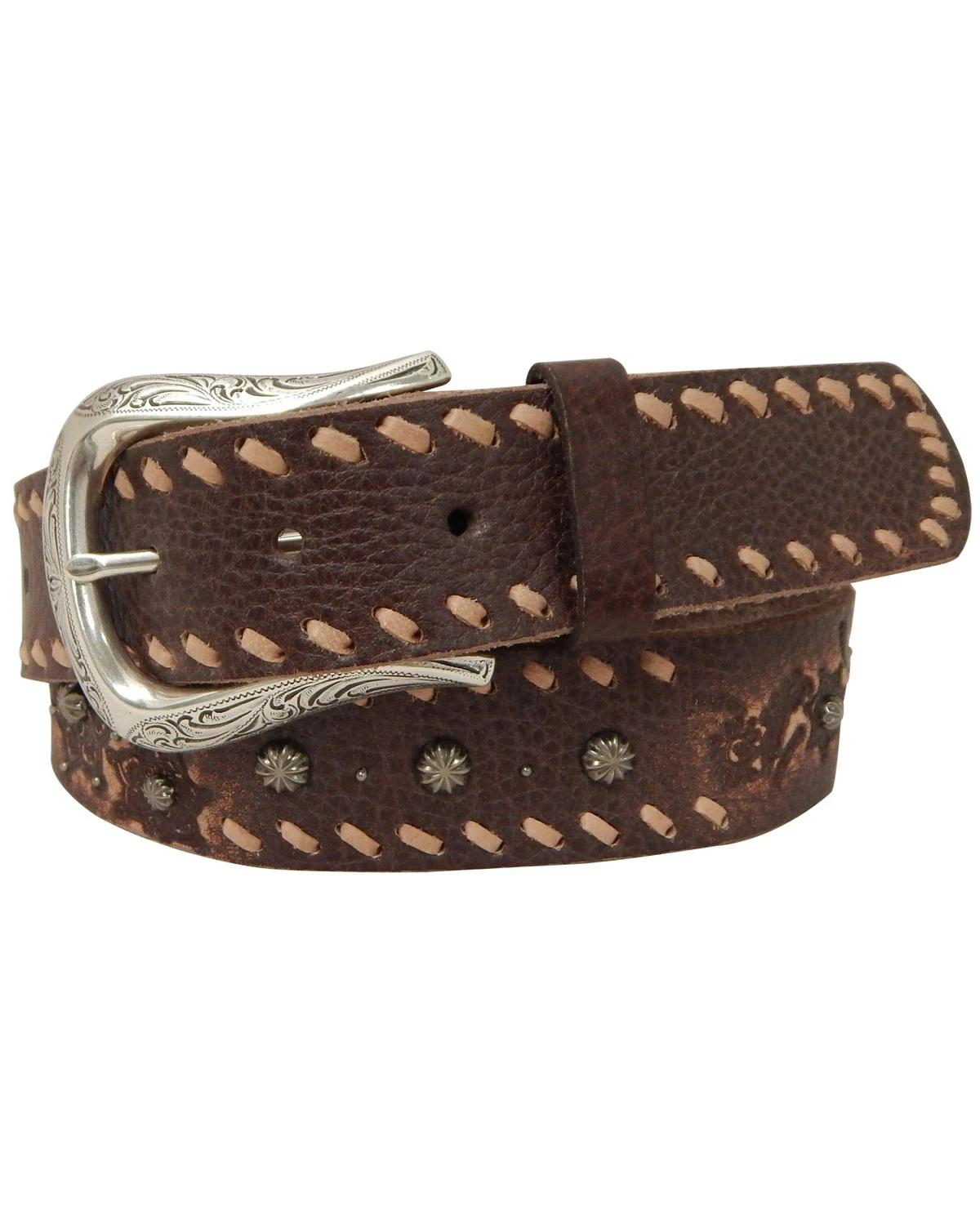 Roper Women's Brown Horseshoe Buckle Leather Belt 3 Roper Women's Brown Horseshoe Buckle Leather Belt - Image 2